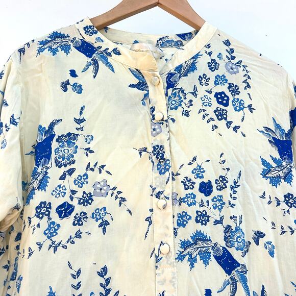 Natalie Martin Isobel Maxi Dress Posey Blue Slits Rayon Small Boho Cream - Picture 9 of 11